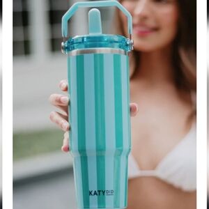 KatyDid Aqua And Green Striped 30oz Cabana Tumbler